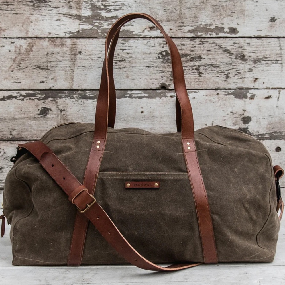 SOLD Waxed Canvas Weekender Duffle Bag